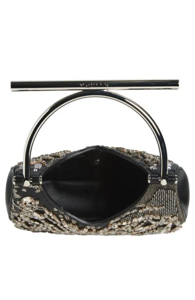 Alexander Mcqueen Mcqueen Mini T-bar Crystal & Bead Embellished Leather Evening Bag