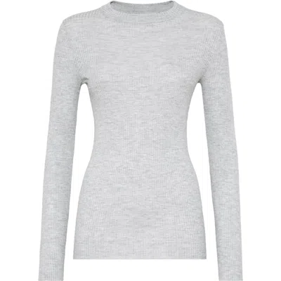 Brunello Cucinelli Shimmer-effect Round-neck Knit In Gray
