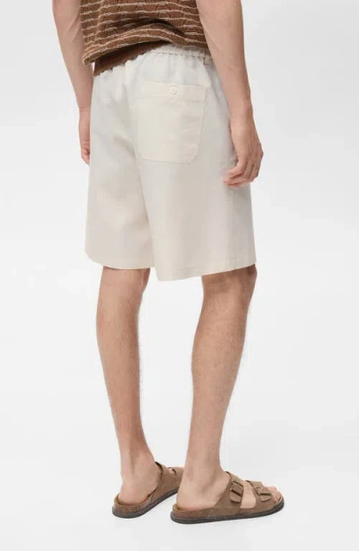 Mango Men's Drawstring Linen Bermuda Shorts In White