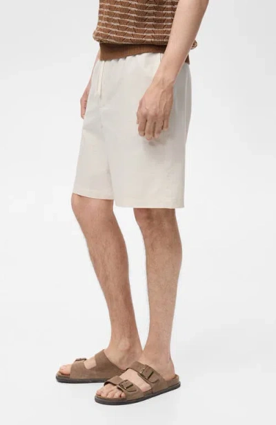Mango Men's Drawstring Linen Bermuda Shorts In White