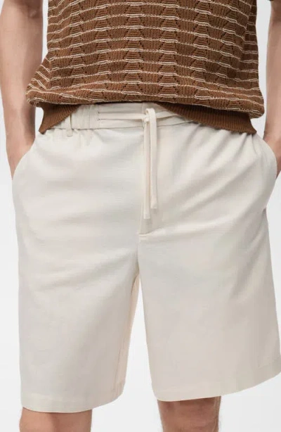 Mango Men's Drawstring Linen Bermuda Shorts In White