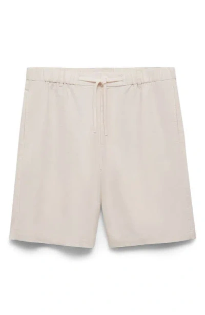 Mango Men's Drawstring Linen Bermuda Shorts In White