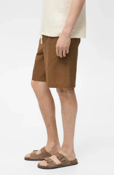 Mango Men's Drawstring Linen Bermuda Shorts In Brown