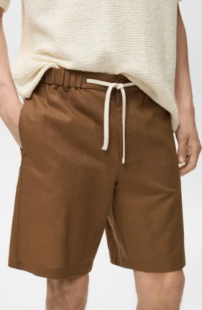 Mango Men's Drawstring Linen Bermuda Shorts In Brown