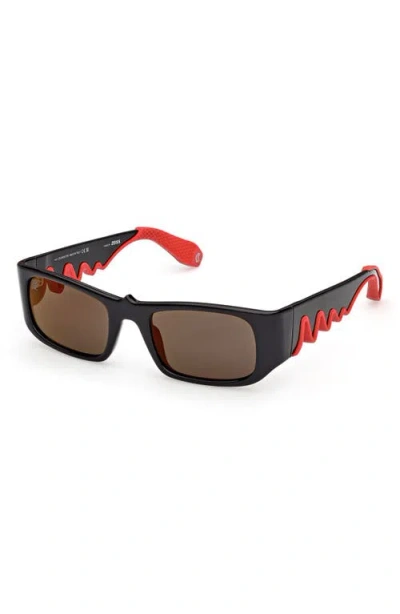 Christian Louboutin 53mm Loubishark Rectangular Sunglasses In Black