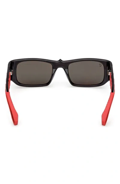 Christian Louboutin 53mm Loubishark Rectangular Sunglasses In Black