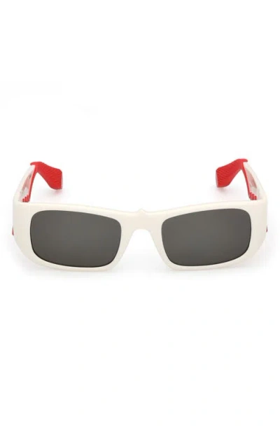 Christian Louboutin 53mm Loubishark Rectangular Sunglasses In White