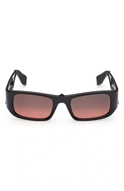 Christian Louboutin 53mm Loubishark Rectangular Sunglasses In Black