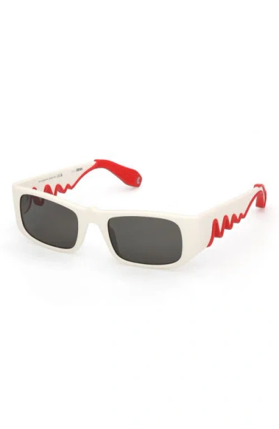 Christian Louboutin 53mm Loubishark Rectangular Sunglasses In White