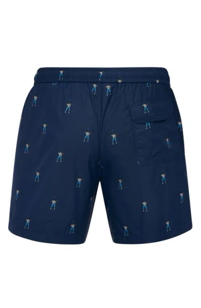 Eastside Golf Allover Swingman Swim Trunks In Blue