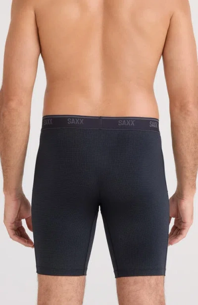 Saxx Quest Quick Dry Mesh Slim Fit Long Boxer Briefs In Black