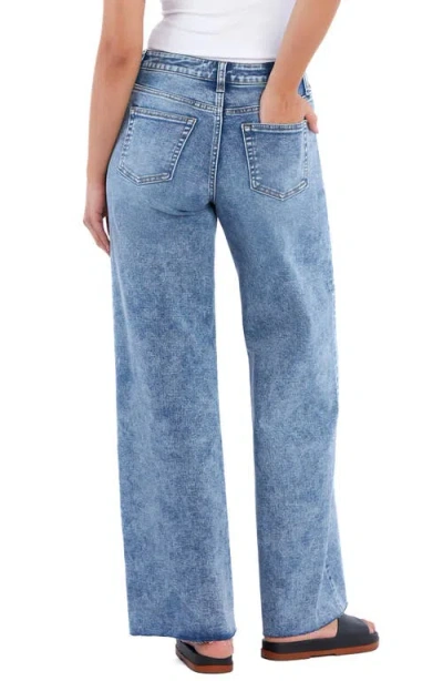 Hint Of Blu Harper Raw Hem Wide Leg Jeans In Blue