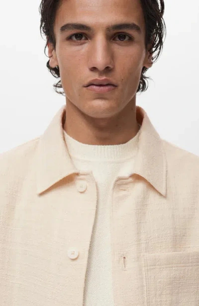 Mango Structured Cotton Blend Overshirt In White
