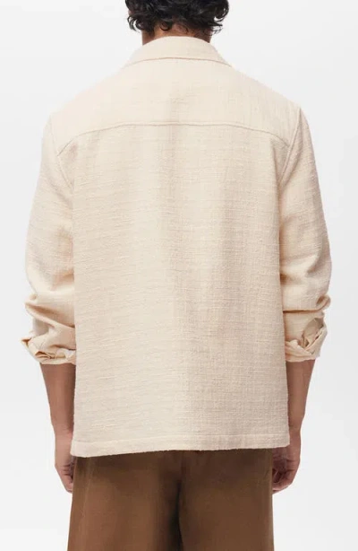 Mango Structured Cotton Blend Overshirt In White