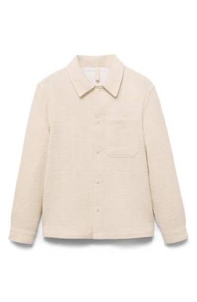 Mango Structured Cotton Blend Overshirt In White