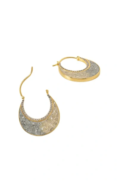 Uncommon Goods Sliced Raw Diamond Crescent Earrings