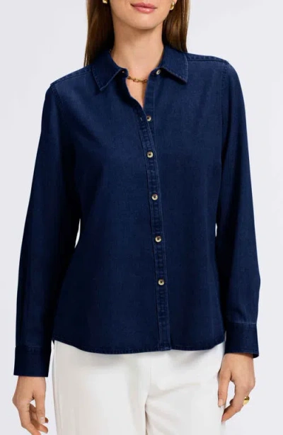 Foxcroft Hampton Denim Shirt In White