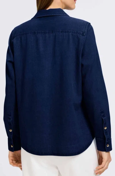 Foxcroft Hampton Denim Shirt In White