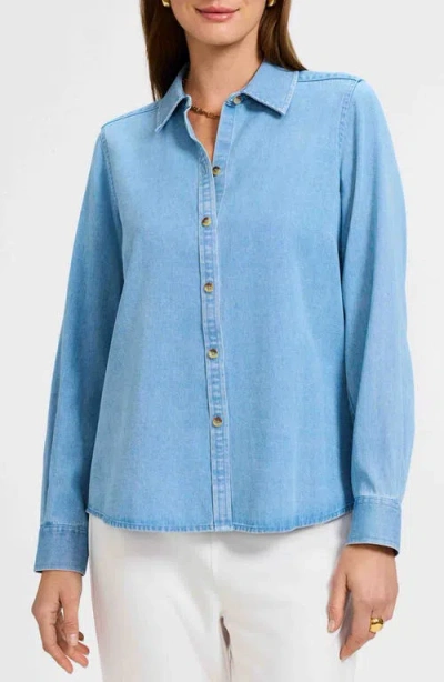 Foxcroft Hampton Denim Shirt In Blue