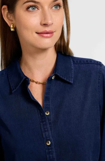 Foxcroft Hampton Denim Shirt In White