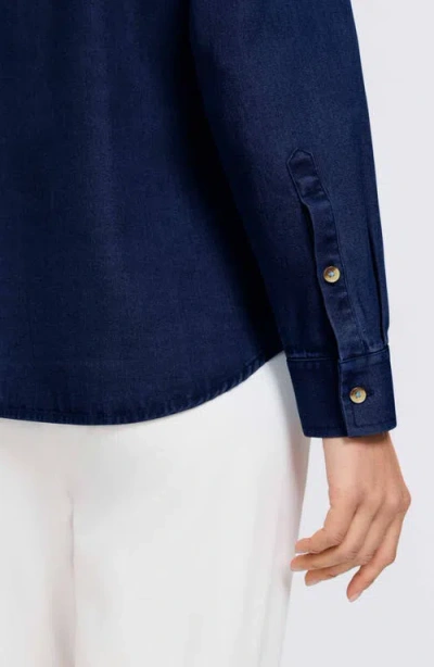 Foxcroft Hampton Denim Shirt In White