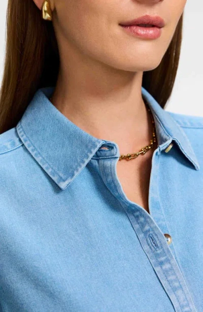Foxcroft Hampton Denim Shirt In Blue