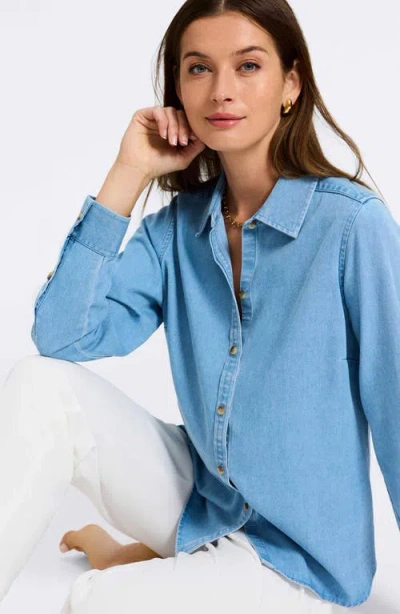 Foxcroft Hampton Denim Shirt In Blue
