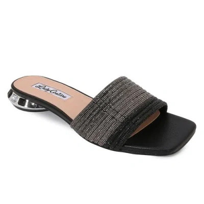 Lady Couture Multi Rhinestone Color Straps Slide With Multi Jewel Heel