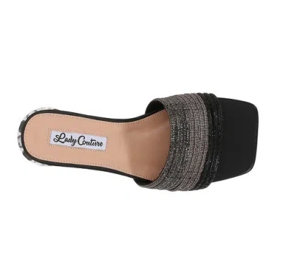 Lady Couture Multi Rhinestone Color Straps Slide With Multi Jewel Heel