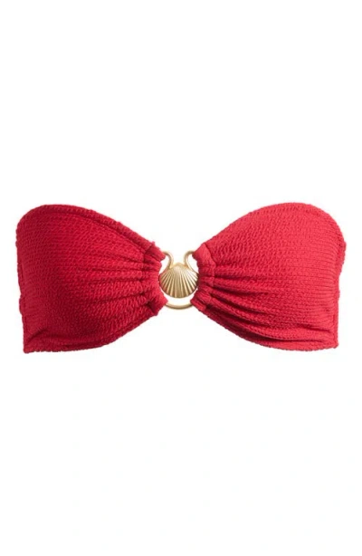 Pacsun Shelley Scrunch Bandeau Swim Top In Red