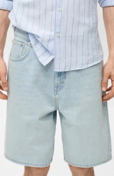 Mango Oversize Denim Bermuda Shorts In Blue