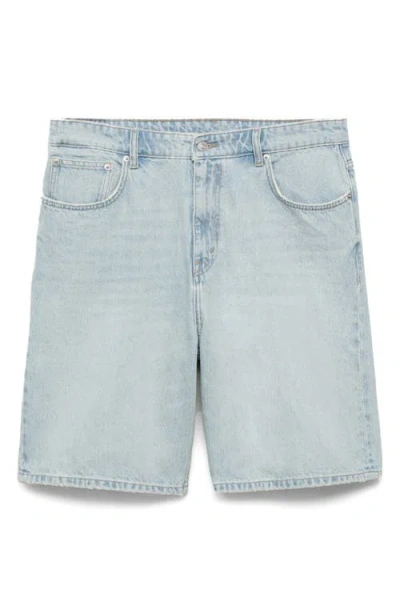Mango Oversize Denim Bermuda Shorts In Blue