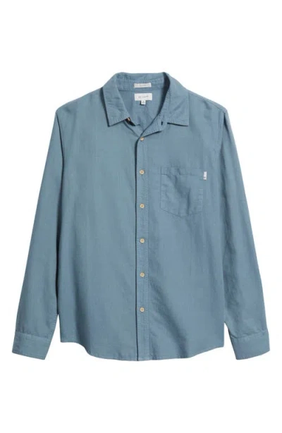 Ag Wesley Linen & Cotton Button-up Shirt In Blue