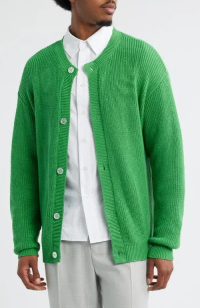 Krost Oversized Rib Knit Cardigan In Green