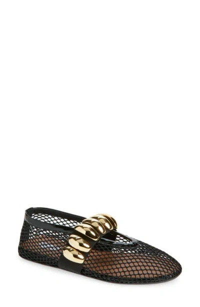 Alaïa Black Fishnet Jewel Ballerina Flats In Black