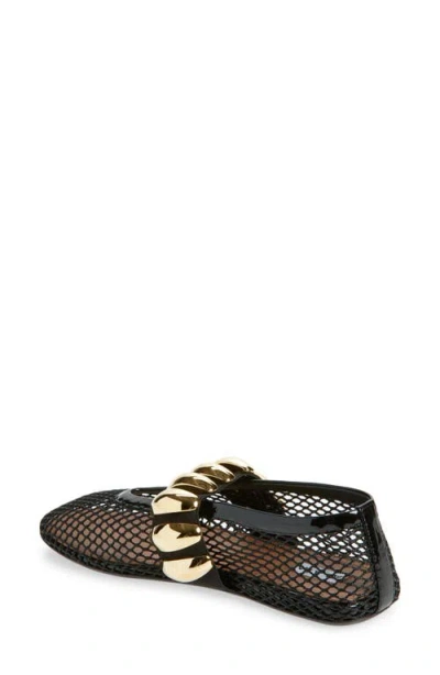 Alaïa Black Fishnet Jewel Ballerina Flats In Black