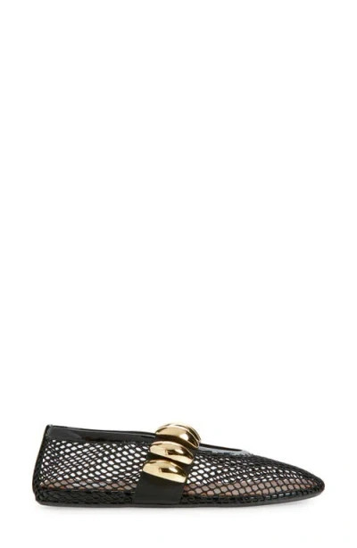 Alaïa Black Fishnet Jewel Ballerina Flats In Black
