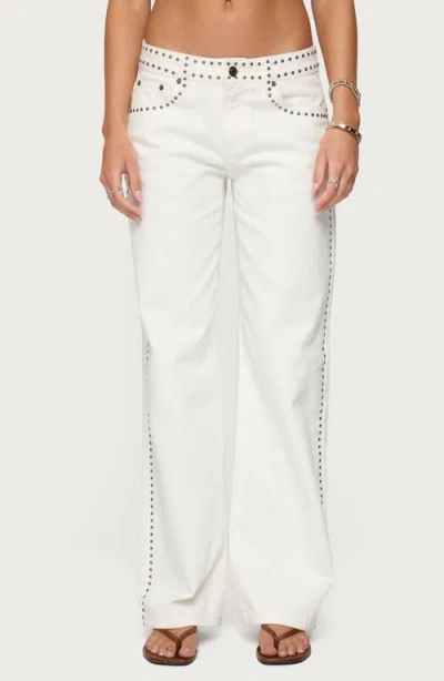 Edikted Quincy Studded Low Rise Baggy Jeans In White