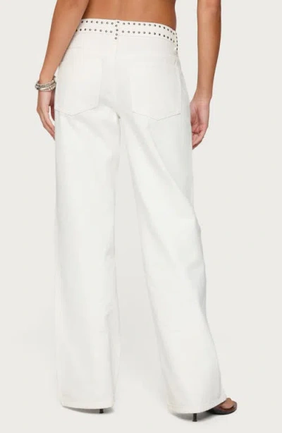 Edikted Quincy Studded Low Rise Baggy Jeans In White