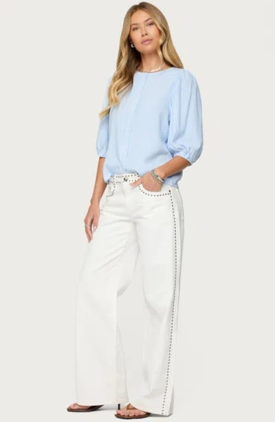 Edikted Quincy Studded Low Rise Baggy Jeans In White
