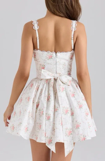 House Of Cb Sade Floral Print Minidress In White