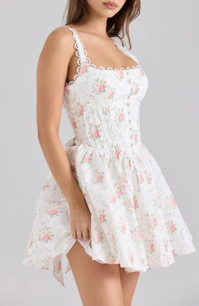 House Of Cb Sade Floral Print Minidress In White