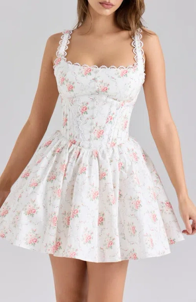House Of Cb Sade Floral Print Minidress In White