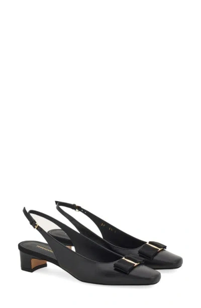 Ferragamo Bow Detail Slingback Pump In Black