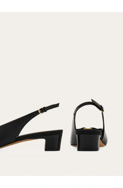 Ferragamo Bow Detail Slingback Pump In Black