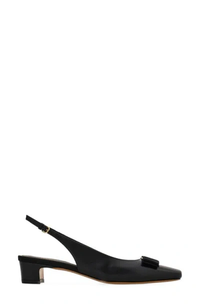 Ferragamo Bow Detail Slingback Pump In Black