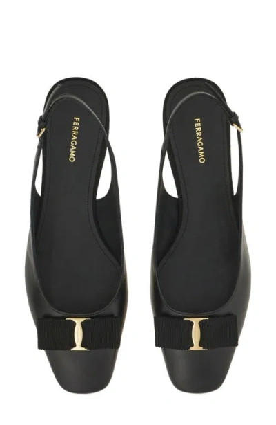 Ferragamo Bow Detail Slingback Pump In Black