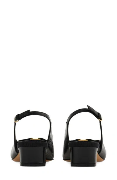 Ferragamo Bow Detail Slingback Pump In Black