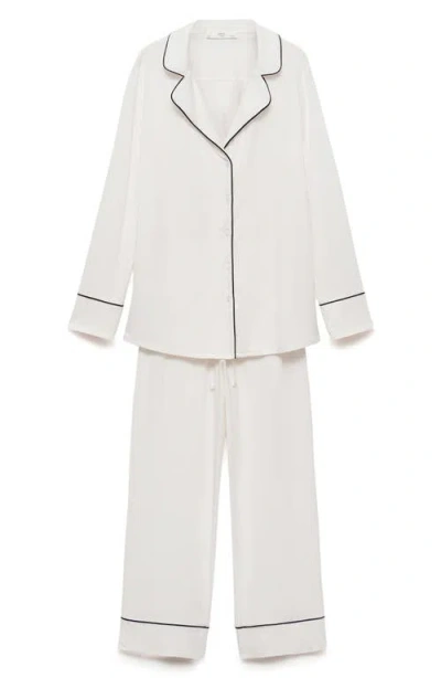 Mango Piped Pajamas In White