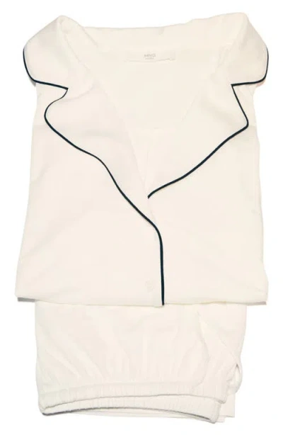 Mango Piped Pajamas In White